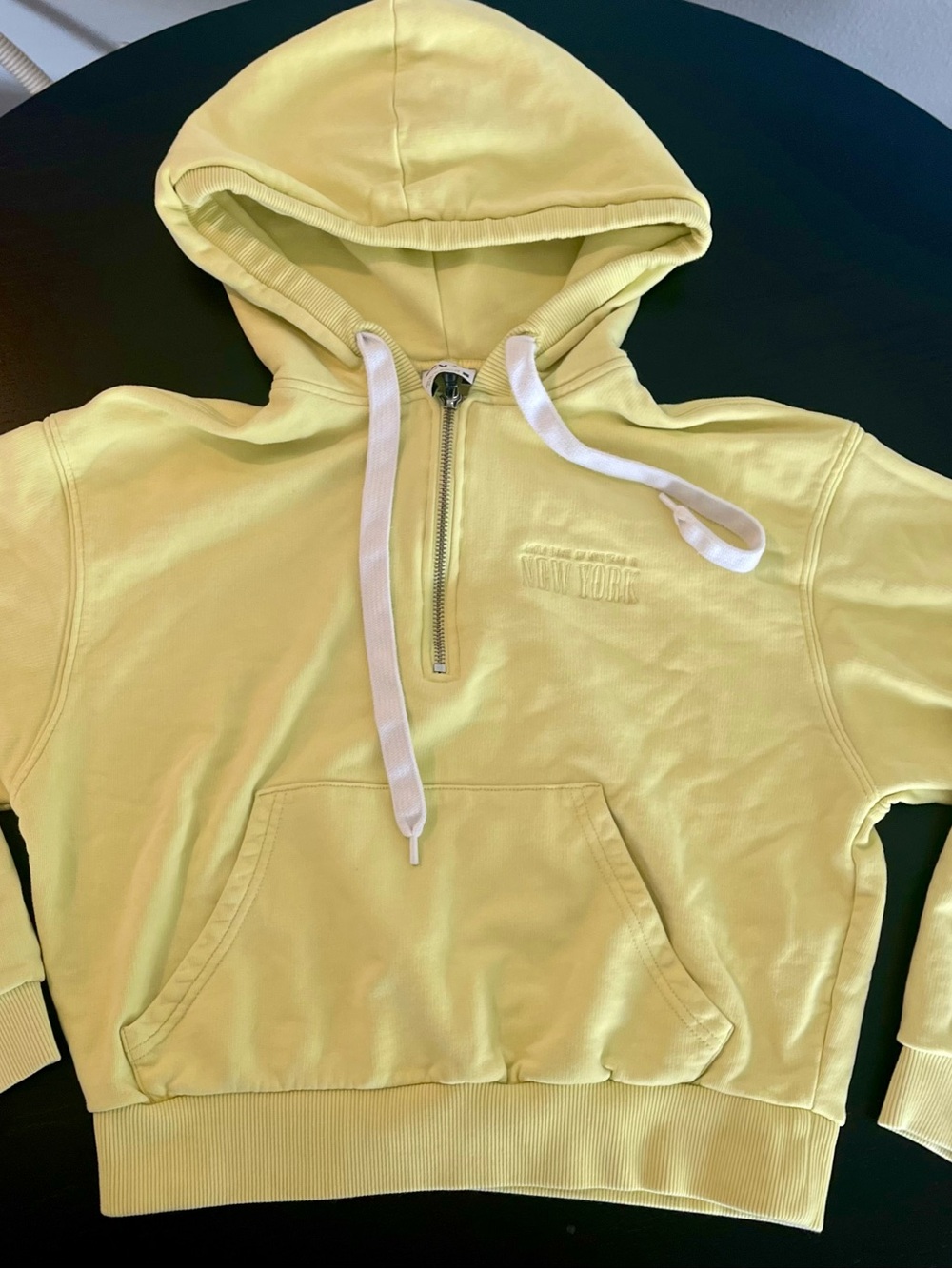 Zara Light Lemon Zip Hoodie with White Drawstrings